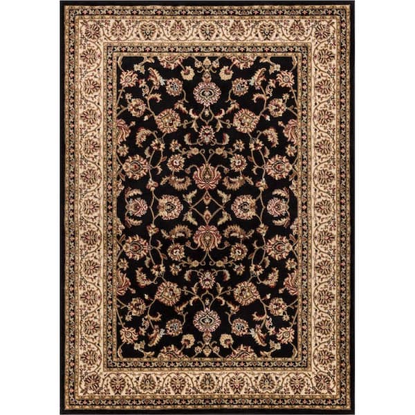 Barclay Sarouk Black 2 ft. x 4 ft. Traditional Floral Area Rug