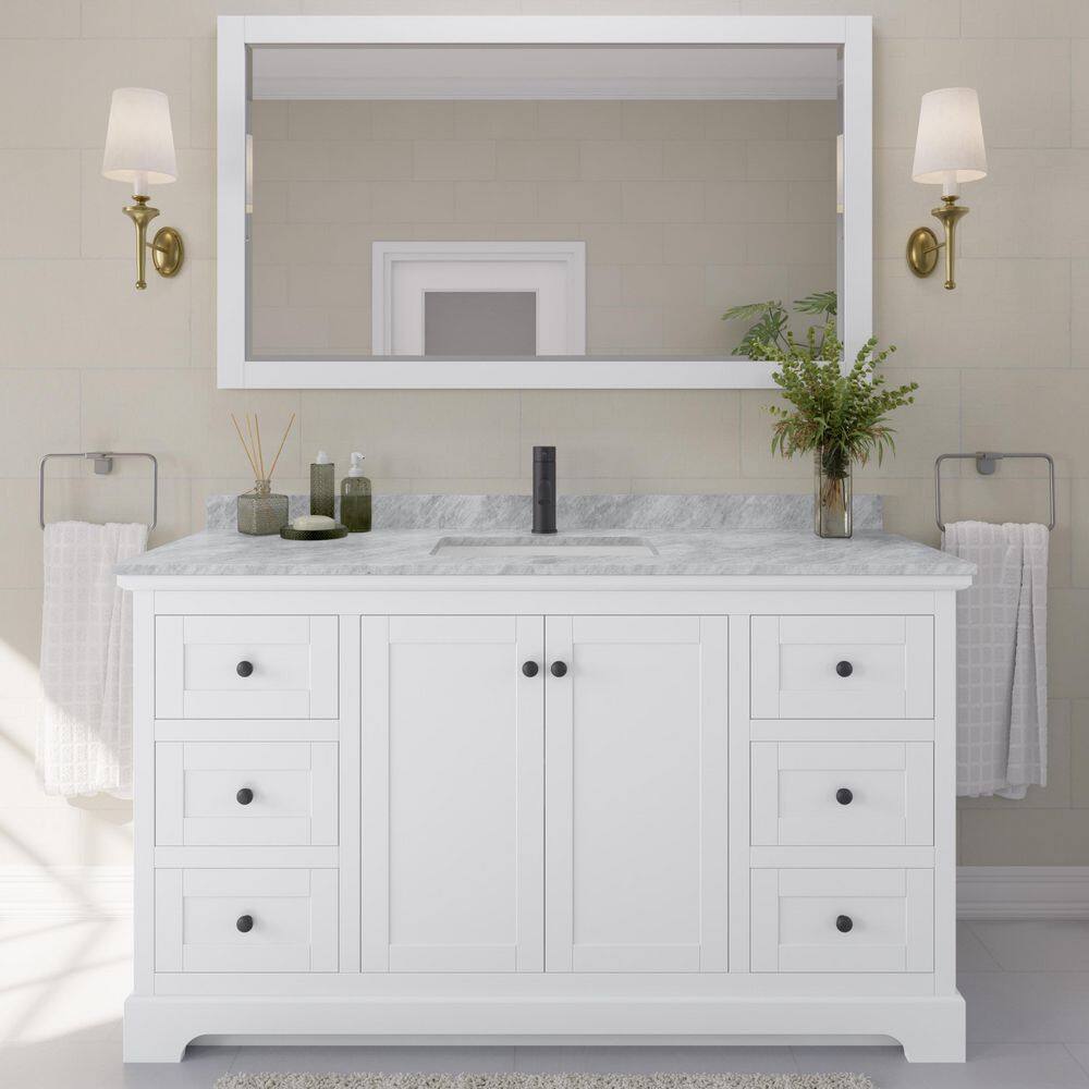 Avery 60 in. W x 22 in. D x 35 in. H Single Bath Vanity in White with White Carrara Marble Top price history on PriceWatchPro