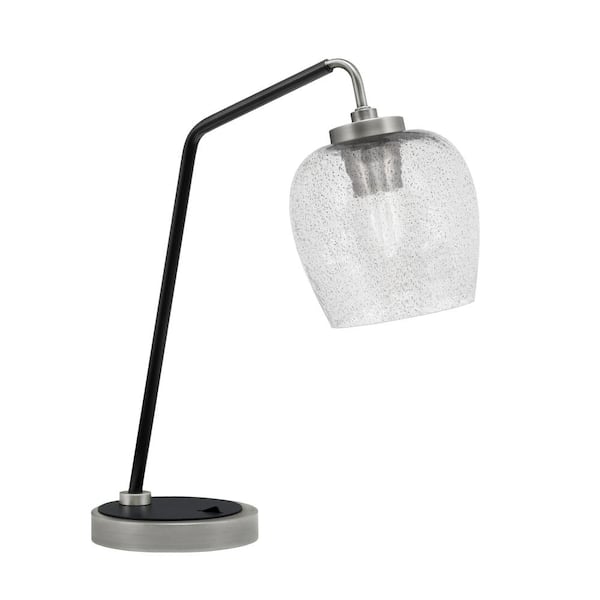 Unbranded Delgado 16.5 in. Graphite and Matte Black Piano Desk Lamp with Smoke Bubble Glass