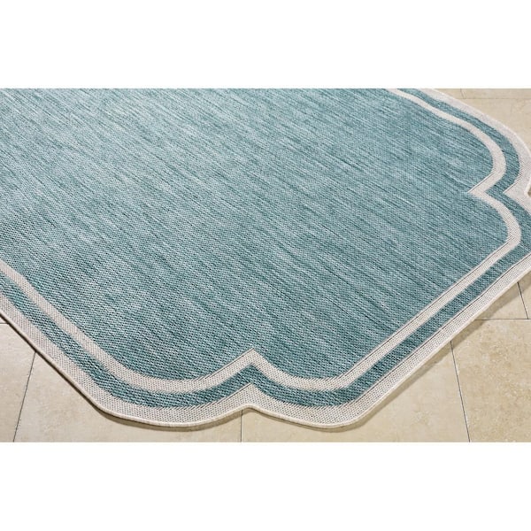 Miami Beach Aqua Traditional Solid Color2 ft. x 3 ft.  Indoor/Outdoor Area Rug