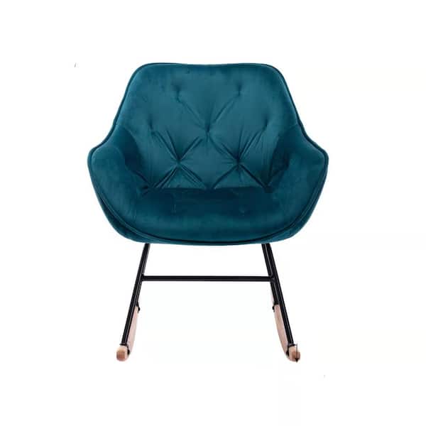 Z-joyee Teal Velvet Rocking Chair Arm Chair