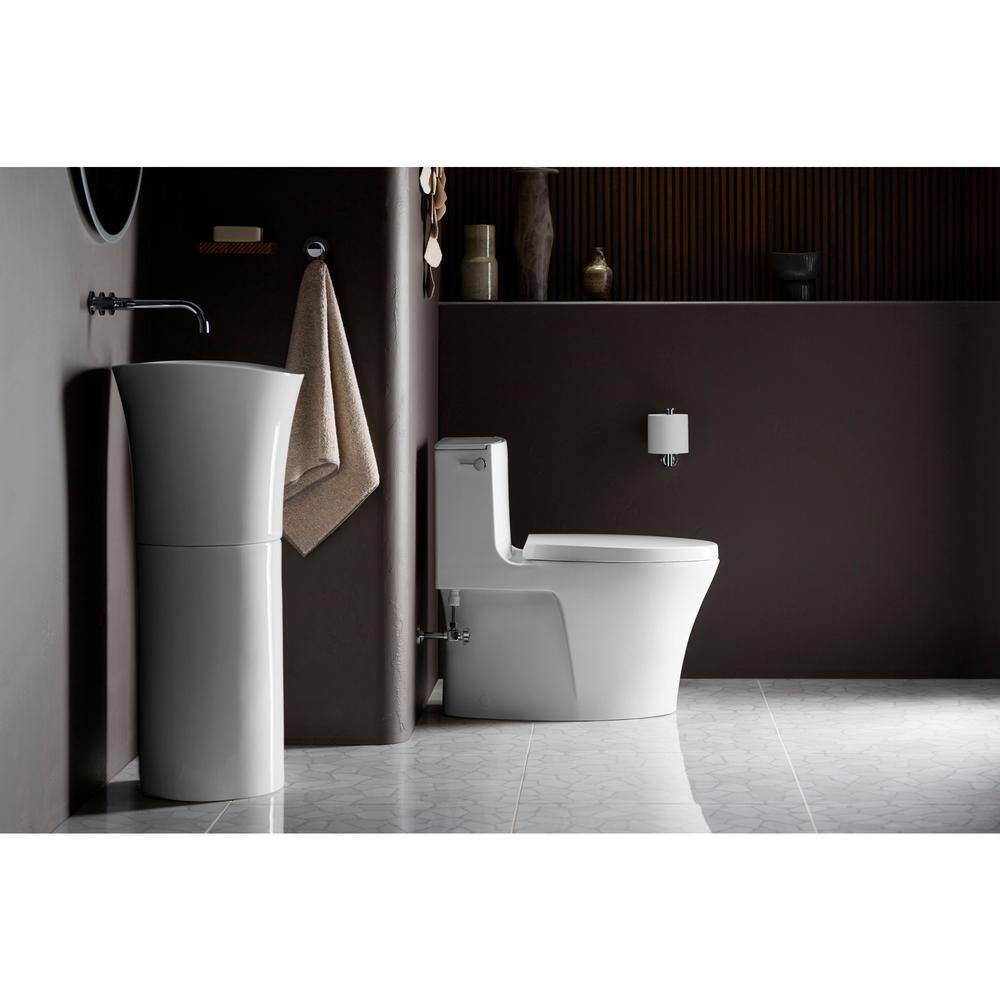 Veil White Gloss Round Fire Clay Pedestal Sink
