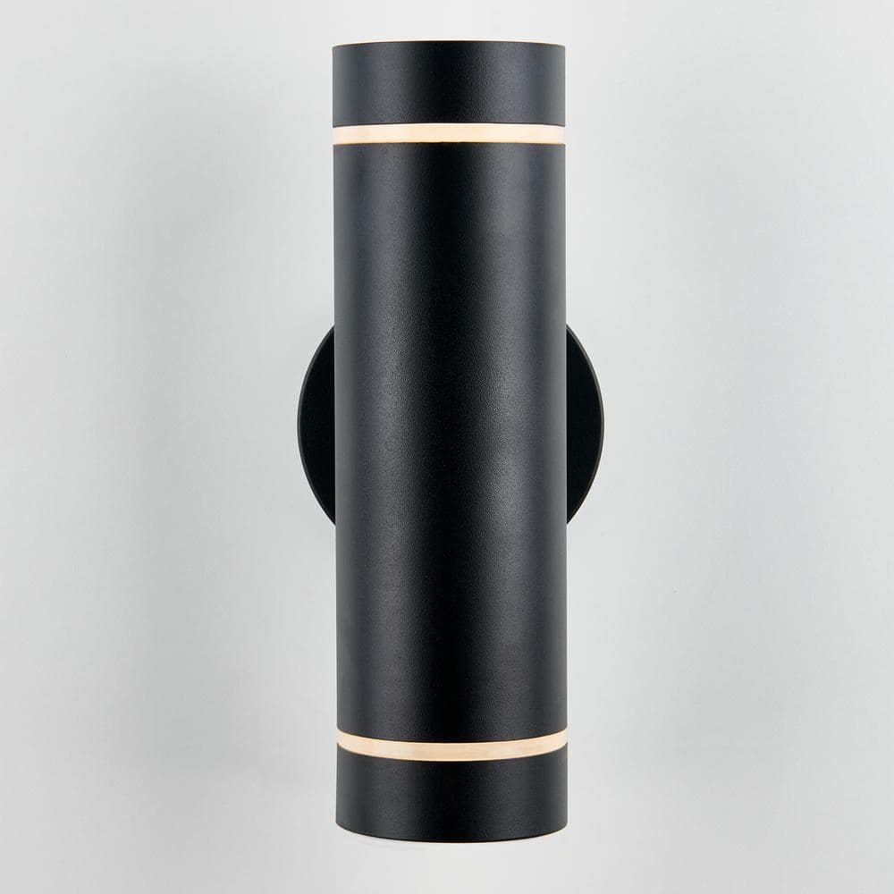 Modern Matte Black Cylinder Wall Sconce with Frosted Glass