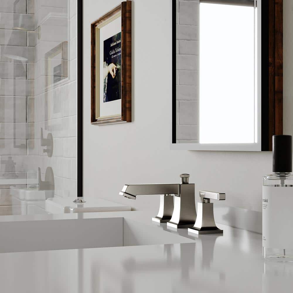 Brushed Nickel Widespread 2-Handle Bathroom Faucet with Drain Assembly