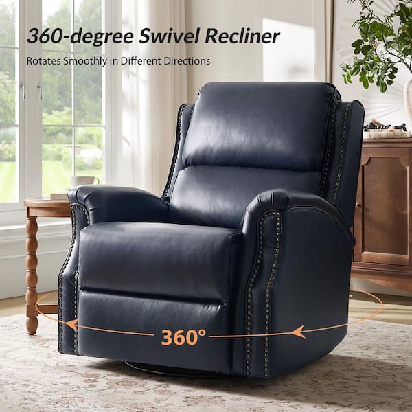 JAYDEN CREATION Felisa Navy Transitional Genuine Leather Recliner