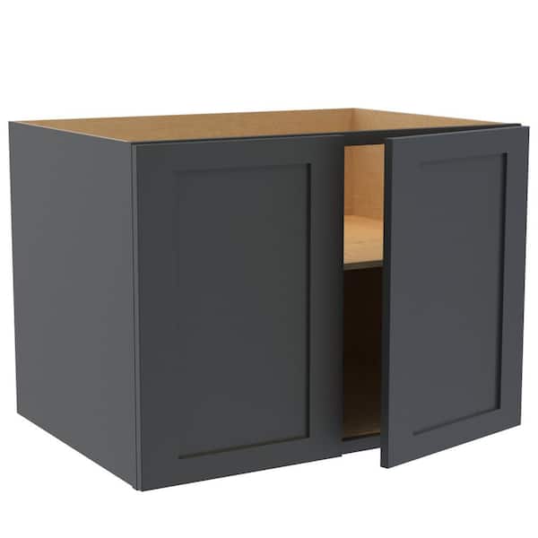 Home Decorators Collection Newport 33 in. W x 24 in. D x 24 in. H Assembled Plywood Wall Bridge Kitchen Cabinet in Deep Onyx with Soft Close
