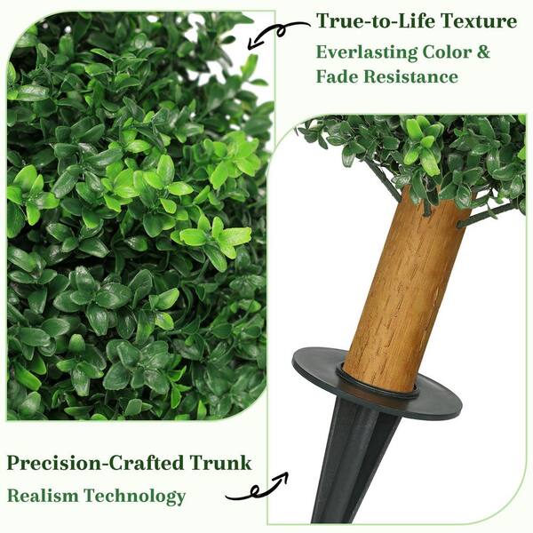 15.74 in Artificial Boxwood Topiary Ball Tree UV Resistant Outdoor