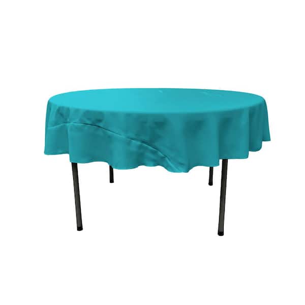 LA Linen Dark Turquoise 72 in. Round Polyester Poplin Tablecloth