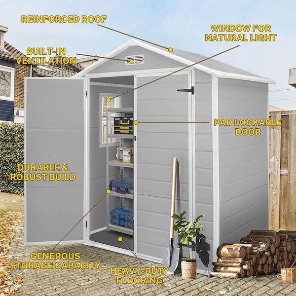 BTMWAY Gray 6 ft. W x 4 ft. D All-Weather Resin Patio Outdoor