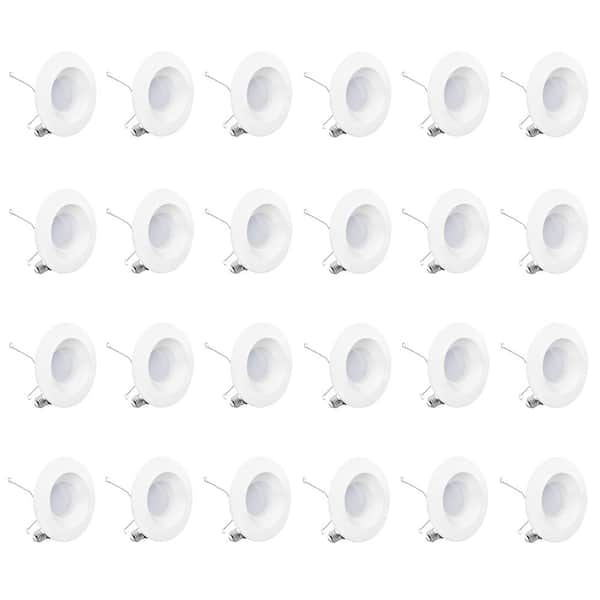 24-pack 6 in. 6000K Integrated LED Clear White Retrofit Recessed Trim Light Kit 12-Watt 1100 Lumens Dimmable Wet Rated