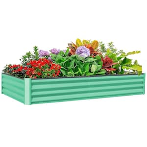 71 in. W x 36 in. D x 12 in. H Green Steel Galvanized Garden Bed, Outdoor Planter Box for Vegetables, Fruits, Flowers