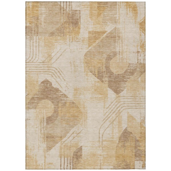 Chantille Machine Washable Indoor/Outdoor Abstract ACN3137 Wheat 5 ft. x 7 ft. 6 in. Area Rug