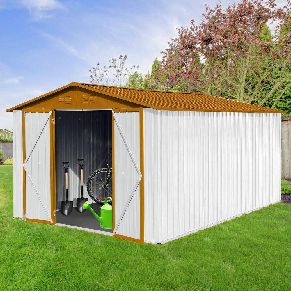 10 ft. W x 12 ft. D Outdoor Metal Garden Shed, Utility Tool House With Door