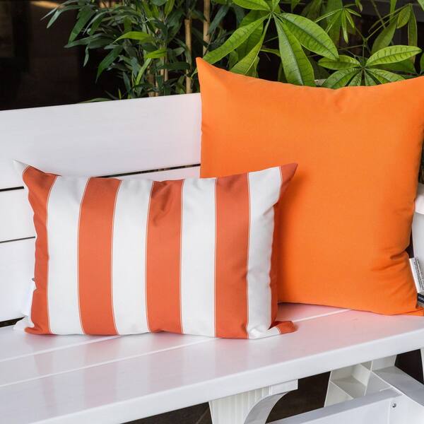 Otryad 14 x 20 Orange Polyester Outdoor Lumbar Pillow, Waterproof  Rectangular Decorative Pillow for Patio Furniture QS-YJ1314