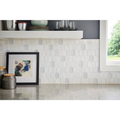 Literati Irving 11.85 in. x 11.93 in. Honeycomb Glossy & Matte blend Cement Mosaic Tile ( 1.001 sq. ft./Each)