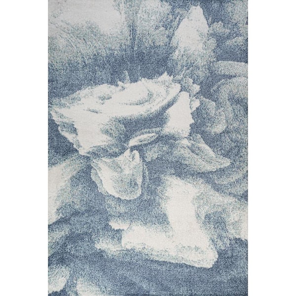 Petalo Abstract 2-Tone Modern Blue/Cream 4 ft. x 6 ft. Area Rug