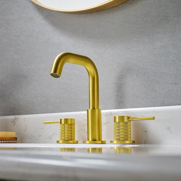 Versace 8 in. Widespread Double Handle Mid Arc Bathroom Faucet in Brushed Gold 1-Pack
