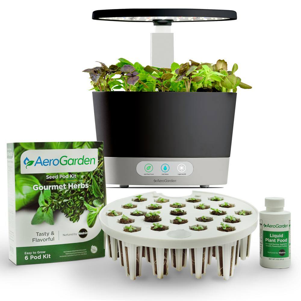 AeroGarden Harvest 360°, Black with Seed Starting System Bundle 901110-4200