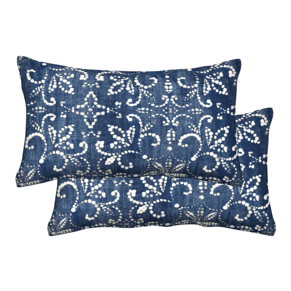 Outdoor Lumbar Toss Pillow Boheme Indigo