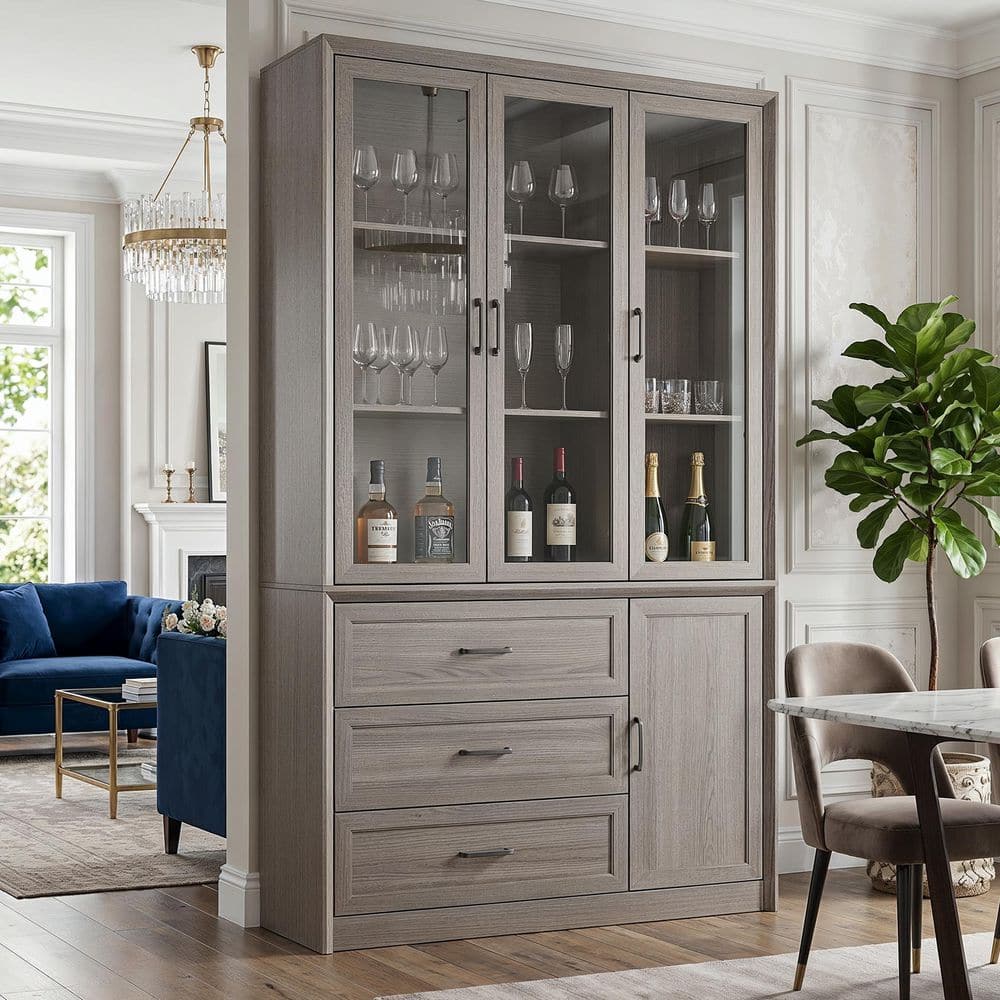 79.6 in. Tall Gray Wood 8-Shelf Standard Bookcase with Accent Storage Cabinet, Garage Cabinet, Office Cabinet price history on PriceWatchPro