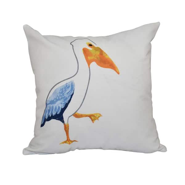 Unbranded White Pelican March Animal Print Throw Pillow