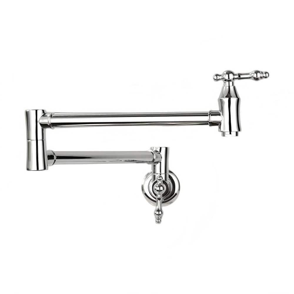 Wall Mount Pot Filler Faucet, Double Joint Foldable Extendable Kitchen Stove Faucet with 2 Handles in Polished Chrome price history on PriceWatchPro