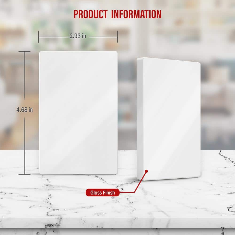 White Polycarbonate Thermoplastic Screwless Wall Plate Cover Set