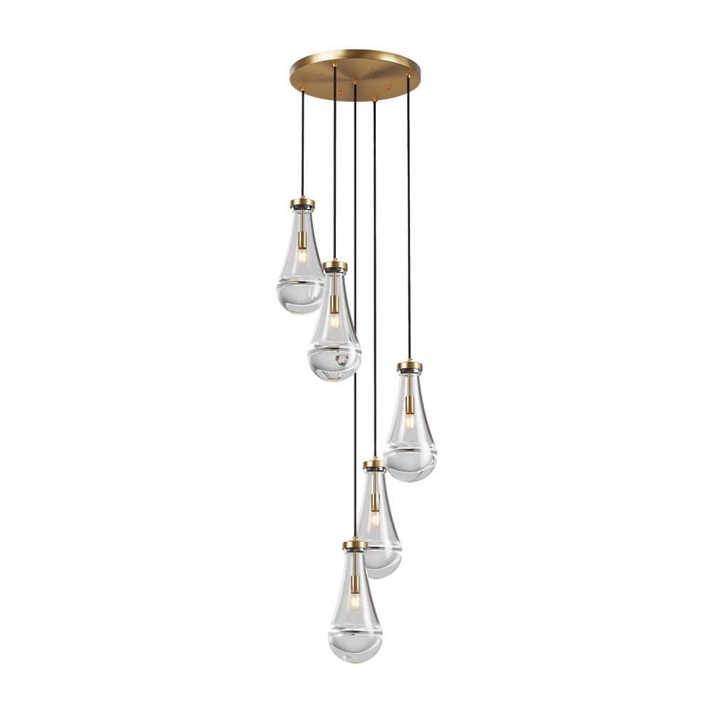 5-Light Gold High Ceiling Chandeliers Adjustable Cluster Pendant Lights No Bulbs Included price history on PriceWatchPro