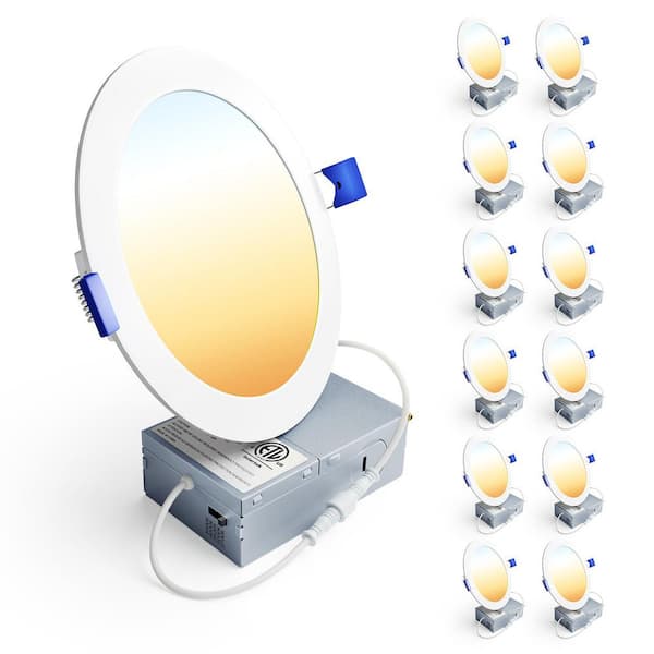6 in. 1050LM 12W 120V LED Recessed Ceiling Light/Dimmable Effect 2700K-5000K 5CCT High Brightness Canless 12-Pack