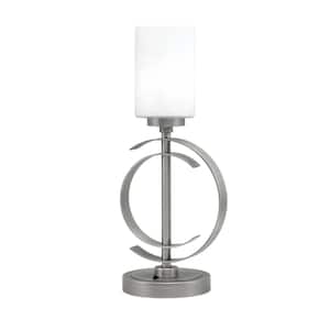 Savanna 17.25 in. Graphite Accent Table Lamp with White Muslin Glass Shade
