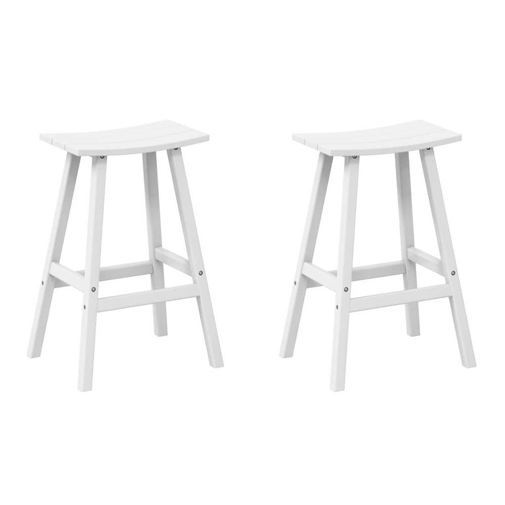 Franklin White 29 in. Poly HDPE Fade Resistant Outdoor Patio Saddle Seat Pub Height Bar Stool (Set of 2) price history on PriceWatchPro