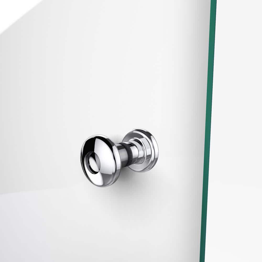 Chrome Frameless Hinged Shower Door with Clear Glass