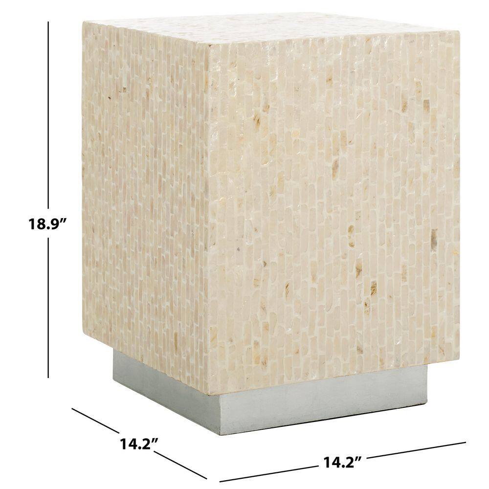 Scarlett 14.2 in. Natural/Silver Square Wood End Table - thumbnail 2