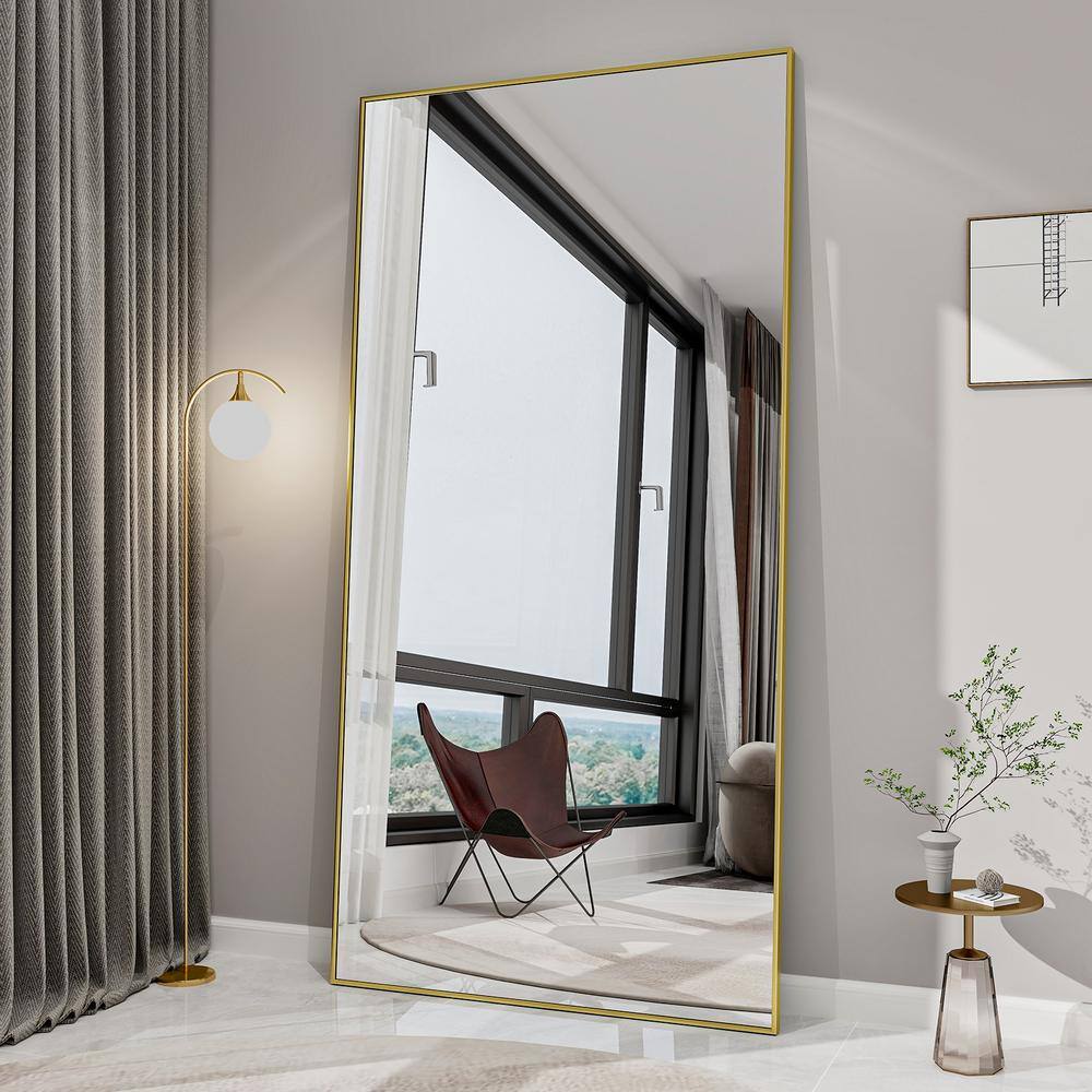 XRAMFY 71 in. H x 31 in. W Classic Rectangular Gold Framed Aluminum ...