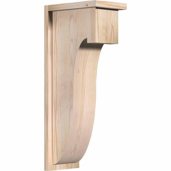 Ekena Millwork 7-1/2 in. x 12 in. x 28 in. Douglas Fir Del Monte Smooth Corbel with Backplate