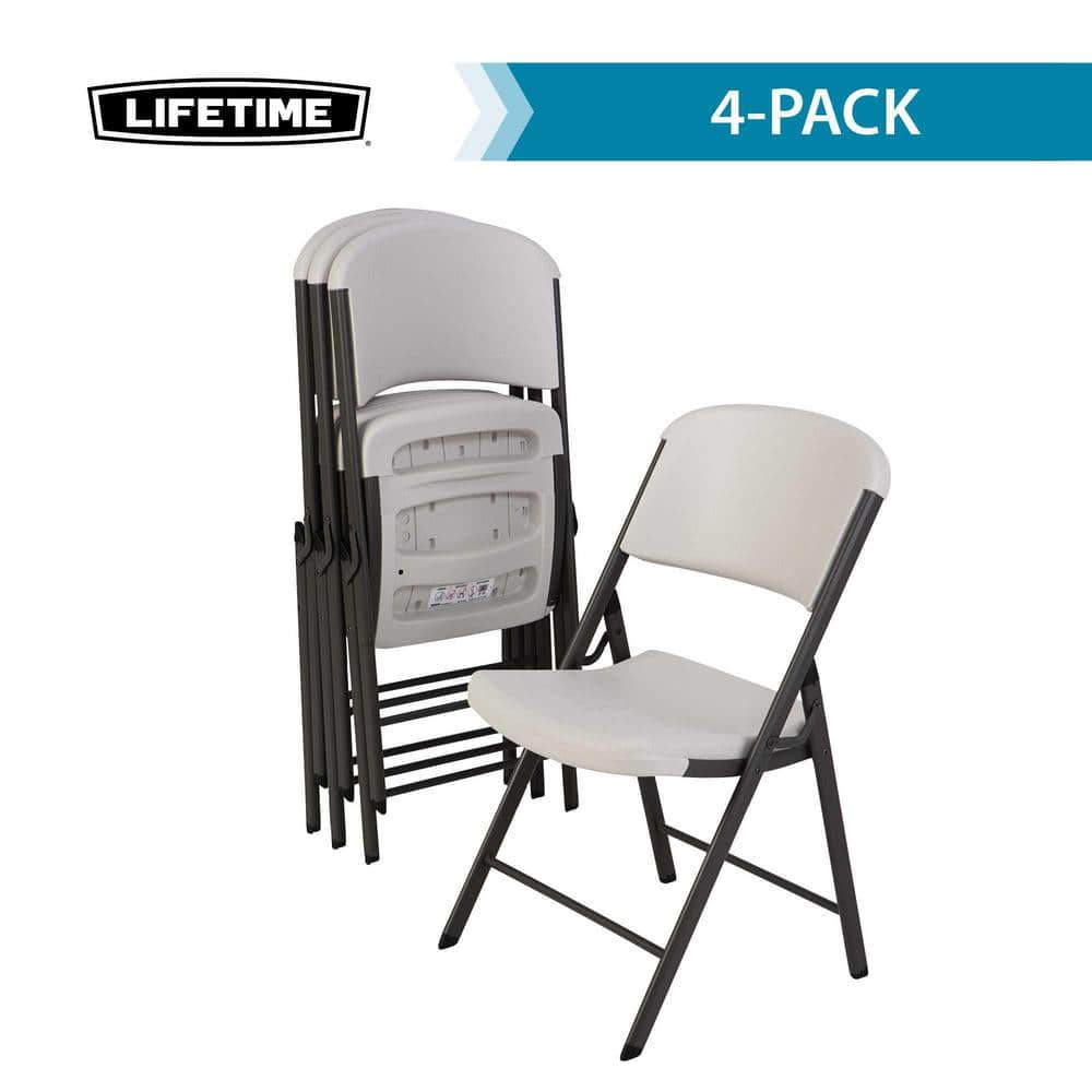 Almond Polyethylene and Steel Folding Chairs, Set of 4