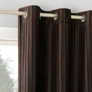 Cascade Pleated Velvet Chocolate Brown Polyester 40 in. W x 84 in. L Grommet Blackout Curtain (Single Panel)
