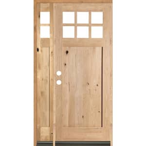 50 in. x 96 in. Craftsman Alder 1 Panel 6-Lite Clear Low-E Unfinished Wood Right-Hand Prehung Front Door/Left Sidelite