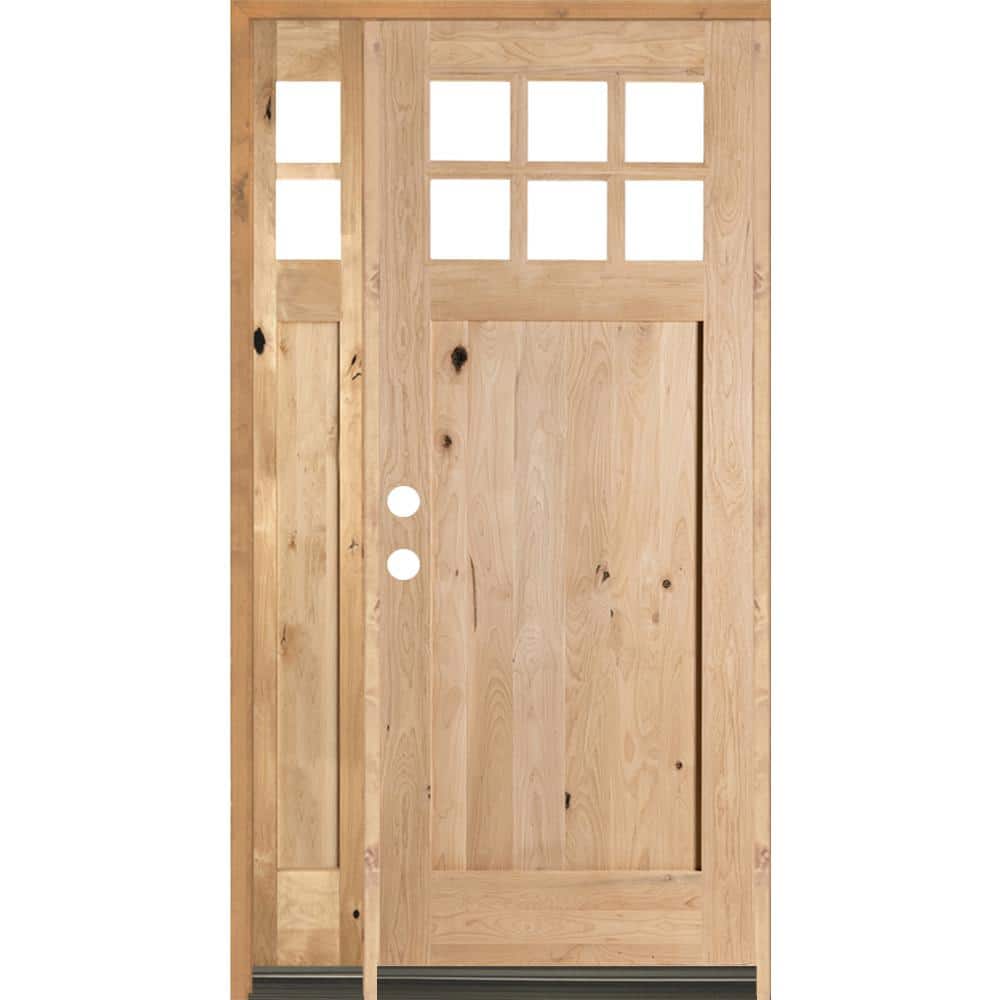 56 in. x 96 in. Craftsman 1 Panel 6-Lite Knotty Alder Unfinished Right-Hand Inswing Prehung Front Door Left Sidelite price history on PriceWatchPro
