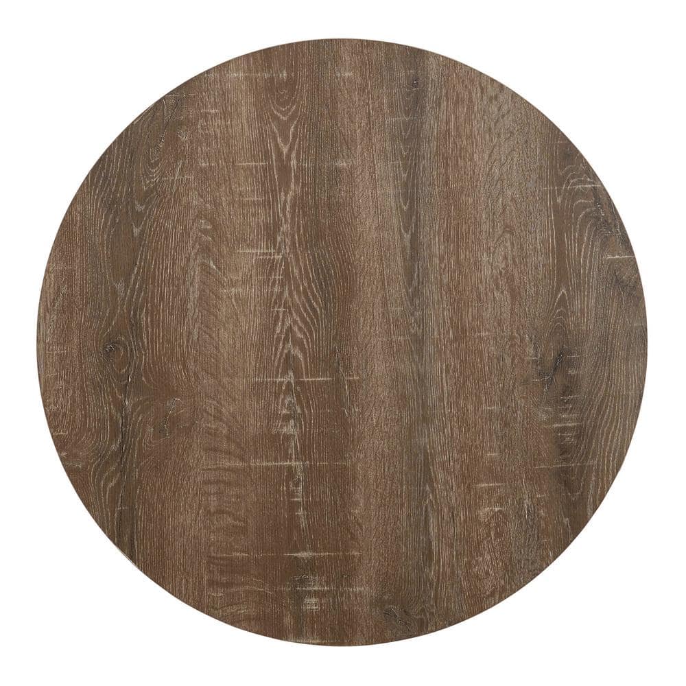 Jamestown Round Taupe Wood Coffee Table with Black Metal Frame