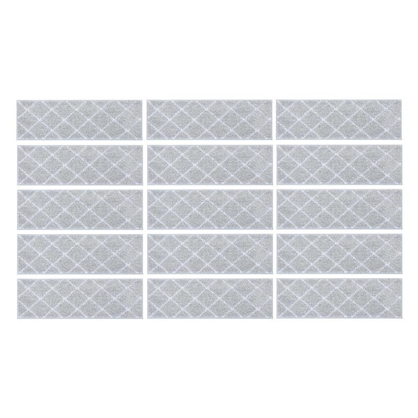 Grey [9 in. x 28 in.] Polyester Stair Tread Cover Set of 15 Non-Slip Soft Edging Stair Runner for Wooden Steps