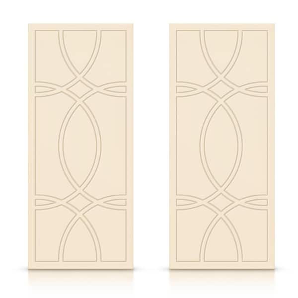 CALHOME 48 in. x 80 in. Hollow Core Beige Stained Composite MDF Interior Double Closet Sliding Doors