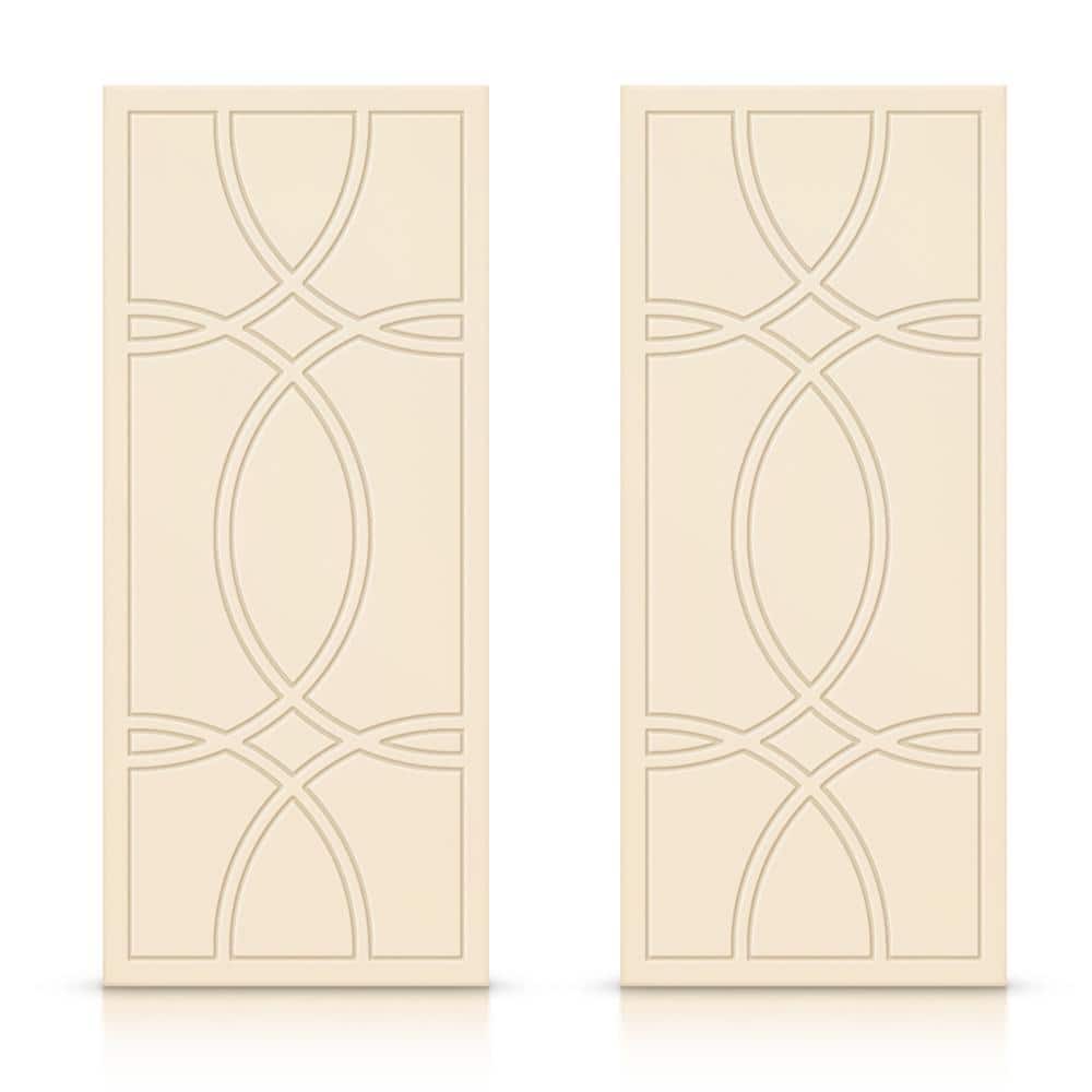CALHOME 72 in. x 80 in. Hollow Core Beige Stained Composite MDF Interior Double Closet Sliding Doors