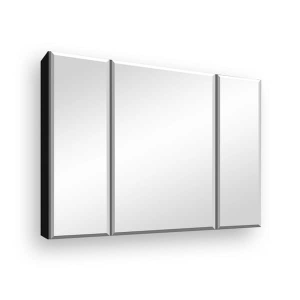 Unbranded 36 in. W x 26 in. H Black Aluminum Framed Rectangular Wall Mount/Recessed Bathroom Medicine Cabinet with Mirror