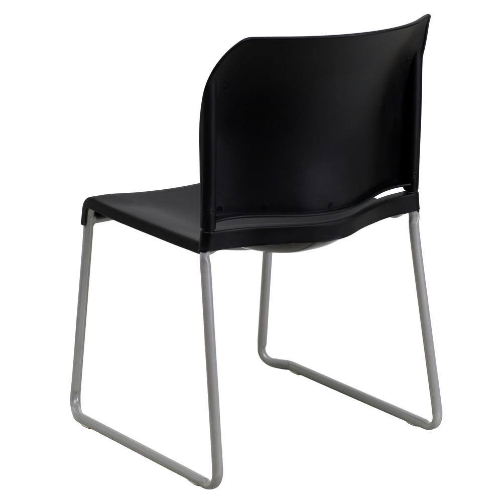 Modern Black Metal Stackable Chair with Polypropylene Seat