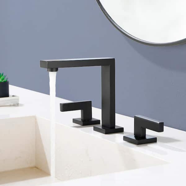 8 in. Widespread Double Handle Bathroom Sink Faucet in Matte Black