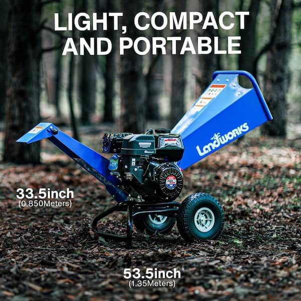 Landworks 3 Inch Max Capacity 7 HP Gas Powered Wood Chipper