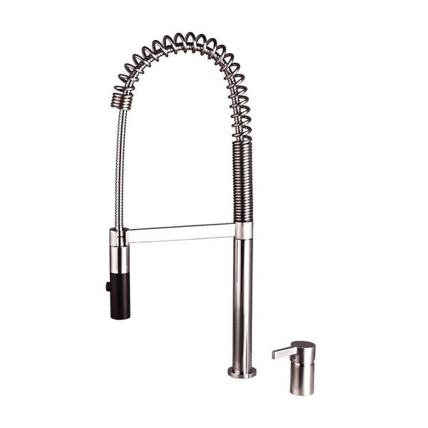 Nestfair Single Handle Pull Down Sprayer Kitchen Faucet with Soap Dispenser in Brushed Nickel
