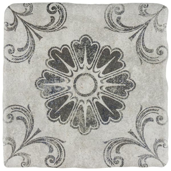 Merola Tile Costa Cendra Decor Fleur 7-3/4 in. x 7-3/4 in. Ceramic Floor and Wall Tile (10.75 sq. ft./Case)