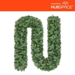 9 ft. Waldorf Fir Pre-Lit LED Garland Powered by Hubspace